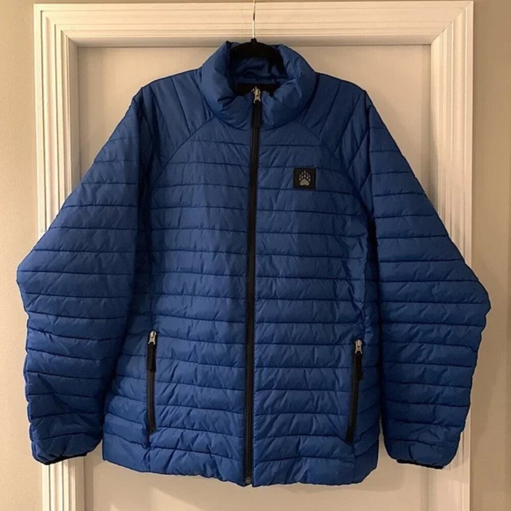 Duluth Trading Alaskan Hardgear Puffer Jacket Coat Men’s Large Blue Pockets